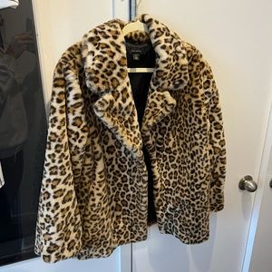 Halogen Faux Fur Cheetah Print Jacket M